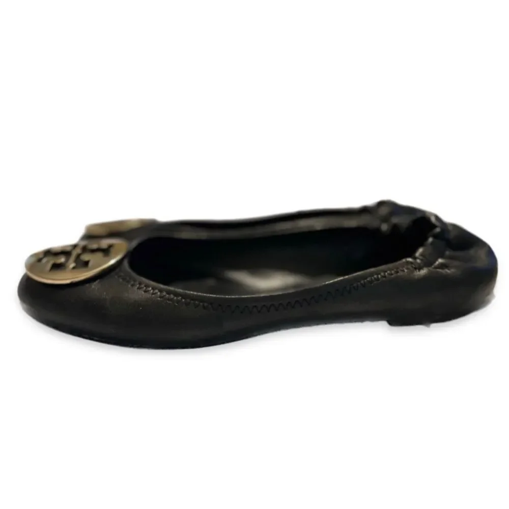 Tory Burch Black Leather Reva Ballet Flats Size 8.5